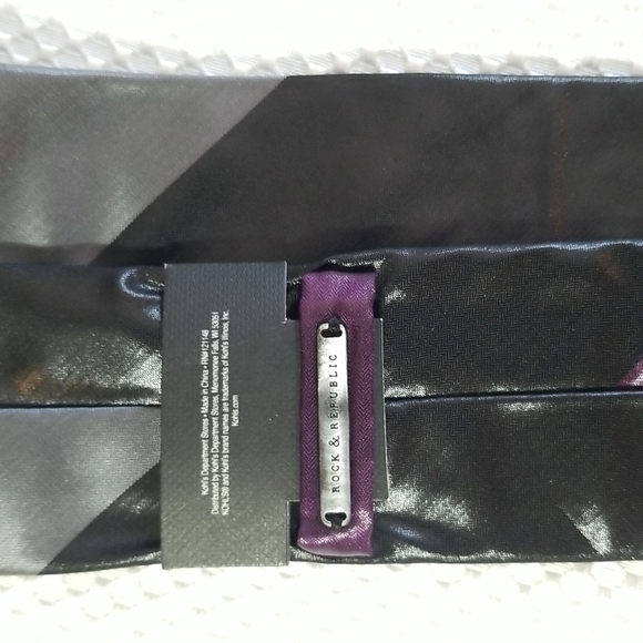 ROCK REPUBLIC MENS TIE BLACK/ GRAY / PURPLE - Picture 6 of 6